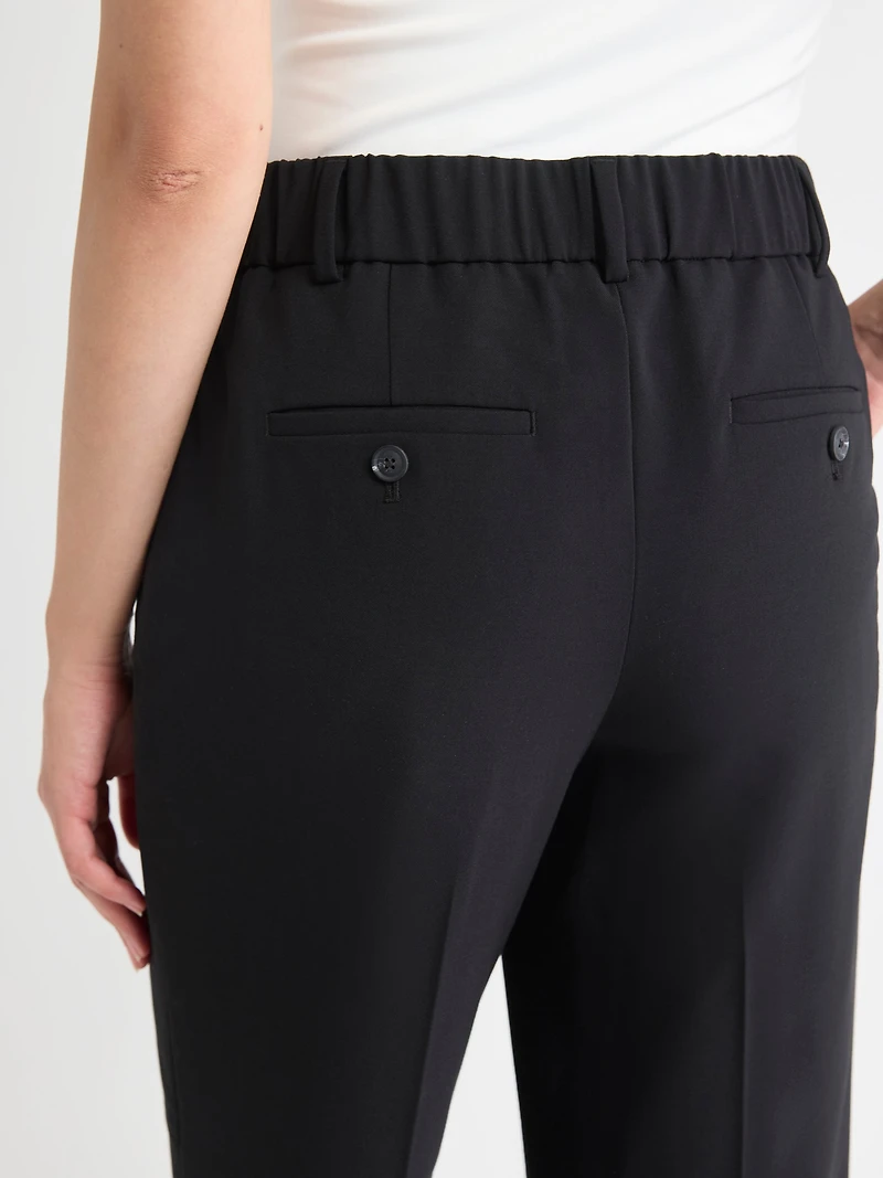 Pantalon Noir Court à Taille Mi-Haute et Jambe Droite