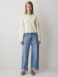 Long-Sleeve Crew-Neck Cardigan
