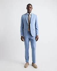 Veston de Complet Bleu Ciel à Carreaux Coupe Étroite