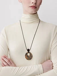 Oval Pendant on Long Rope Necklace
