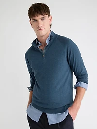 Pull à Col Montant Demi-Zip et Manches Longues