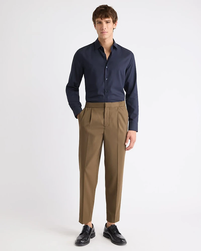 Slim-Fit Solid Cotton Modal Dress Shirt