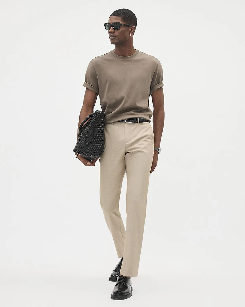 T-Shirt Uni à Col Rond en Coton Interlock Raffiné