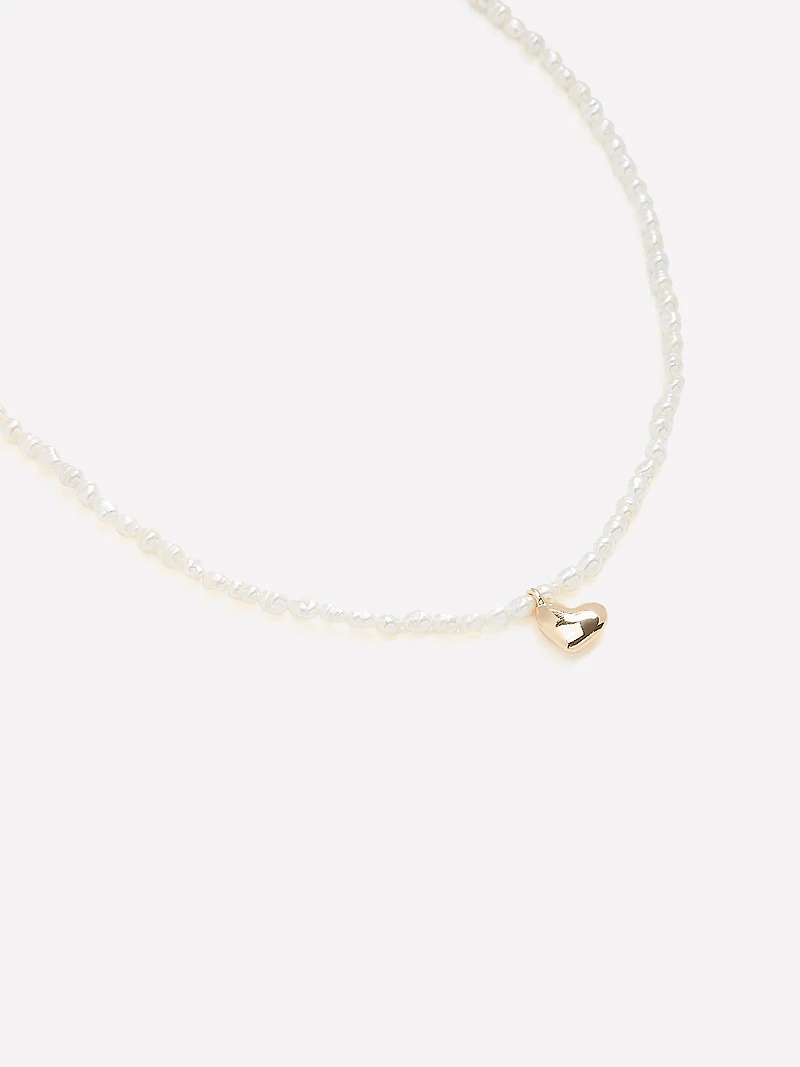 Collier de Perles Pendentif en Coeur