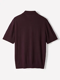 Merino-Wool Short-Sleeve Polo Sweater