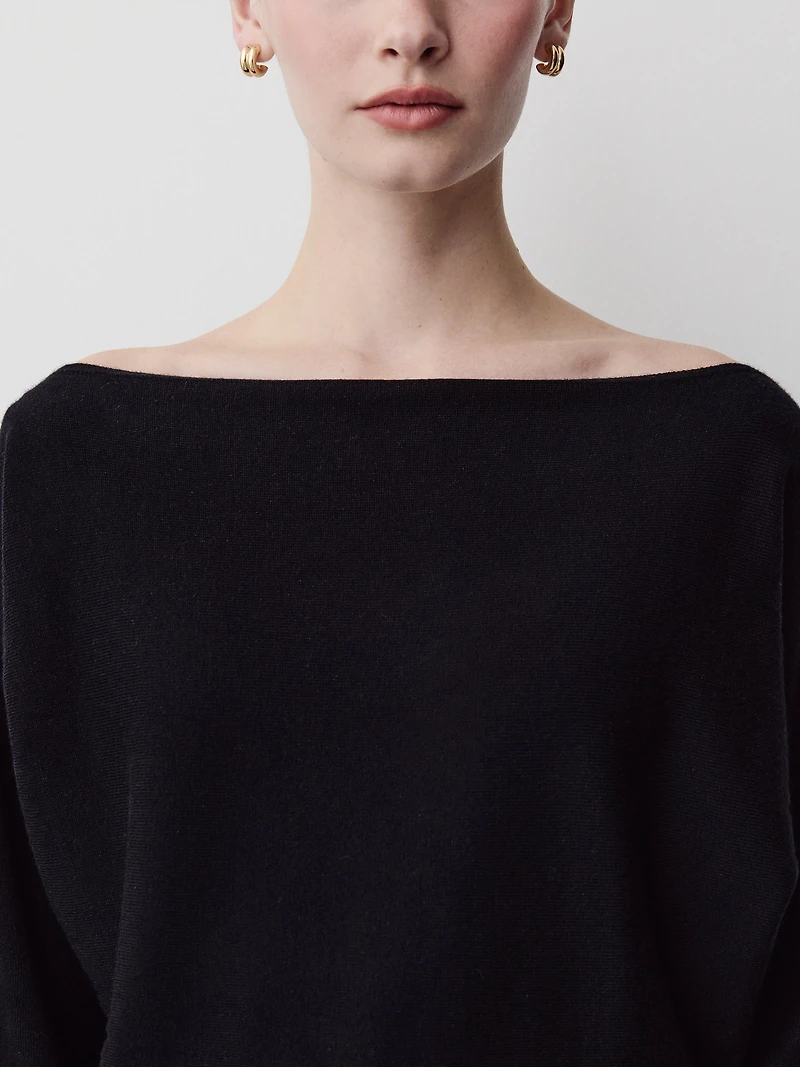 Long-Sleeve Off-the-Shoulder Merino-Wool Sweater