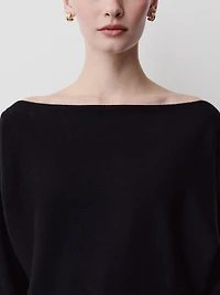 Long-Sleeve Off-the-Shoulder Merino-Wool Sweater
