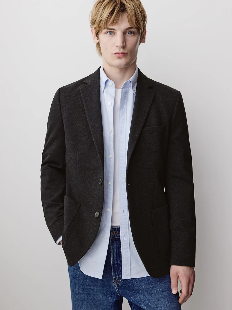Slim Fit Knit Blazer