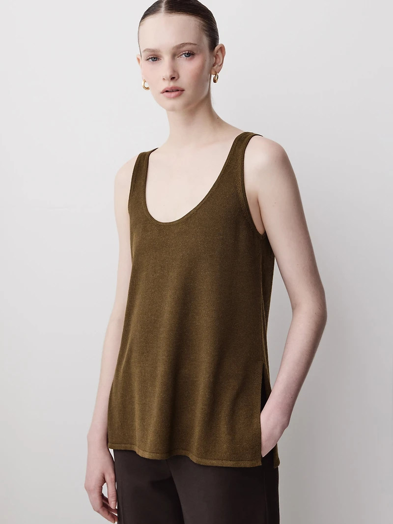 Camisole Ample en Mélange de Lin à Col U