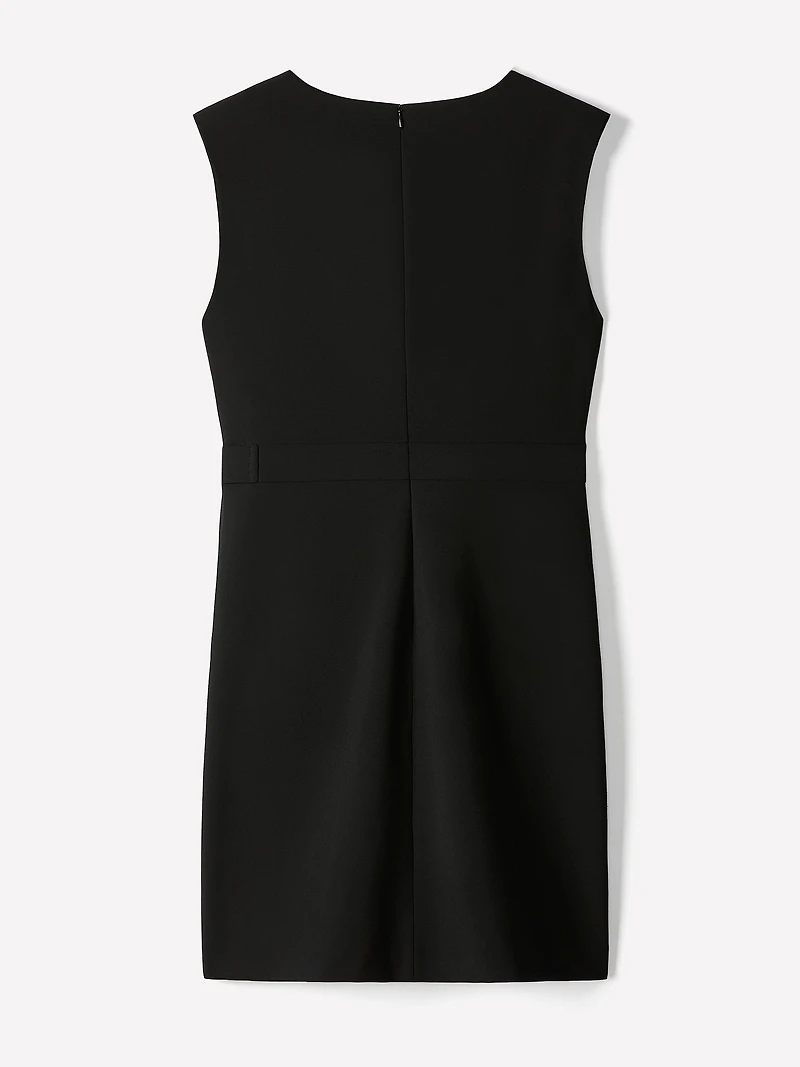Cap-Sleeve Crew-Neck Belted Mini Dress