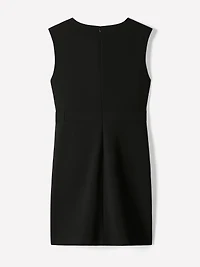 Cap-Sleeve Crew-Neck Belted Mini Dress