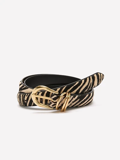 Leather Belt with Zebra Print