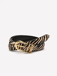 Leather Belt with Zebra Print