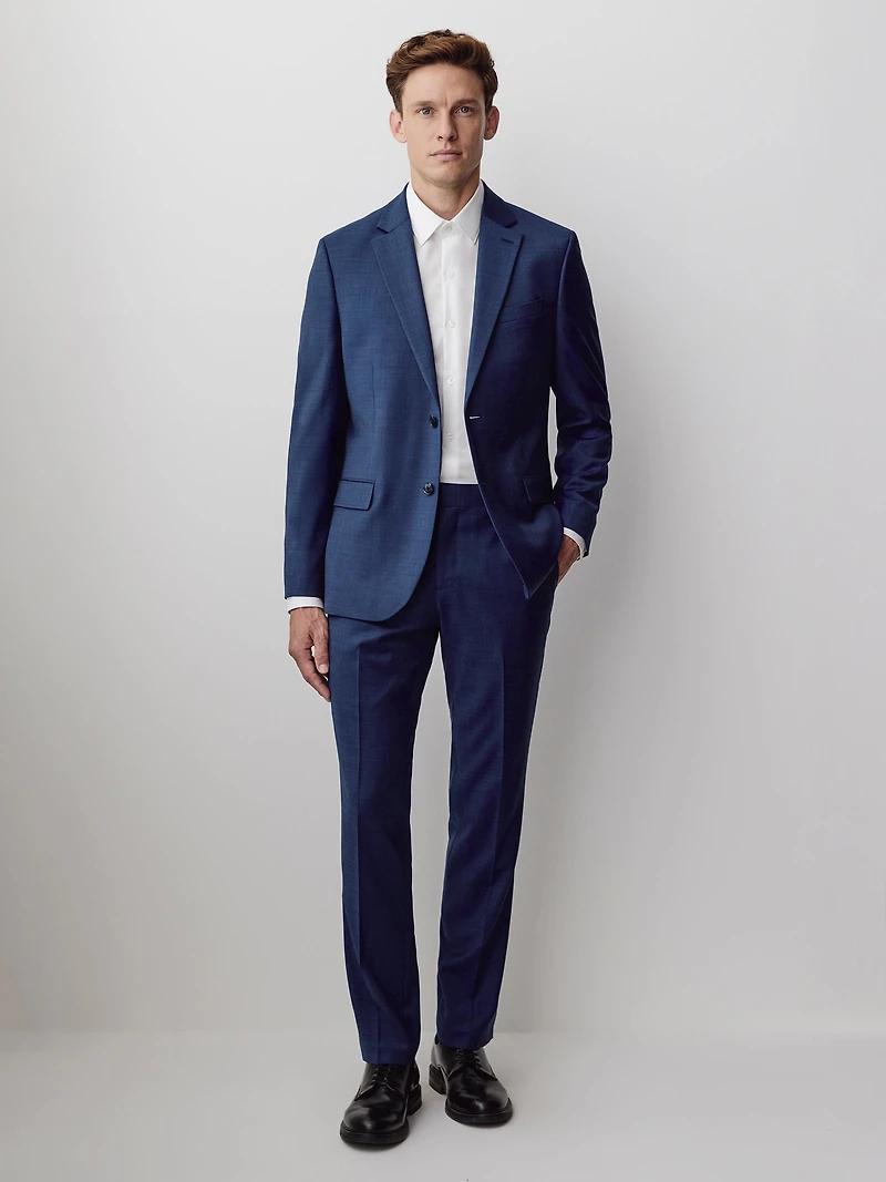 Blue Slim Fit Wool Suit Blazer