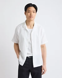 Short-Sleeve Solid Shirt with Camp Collar