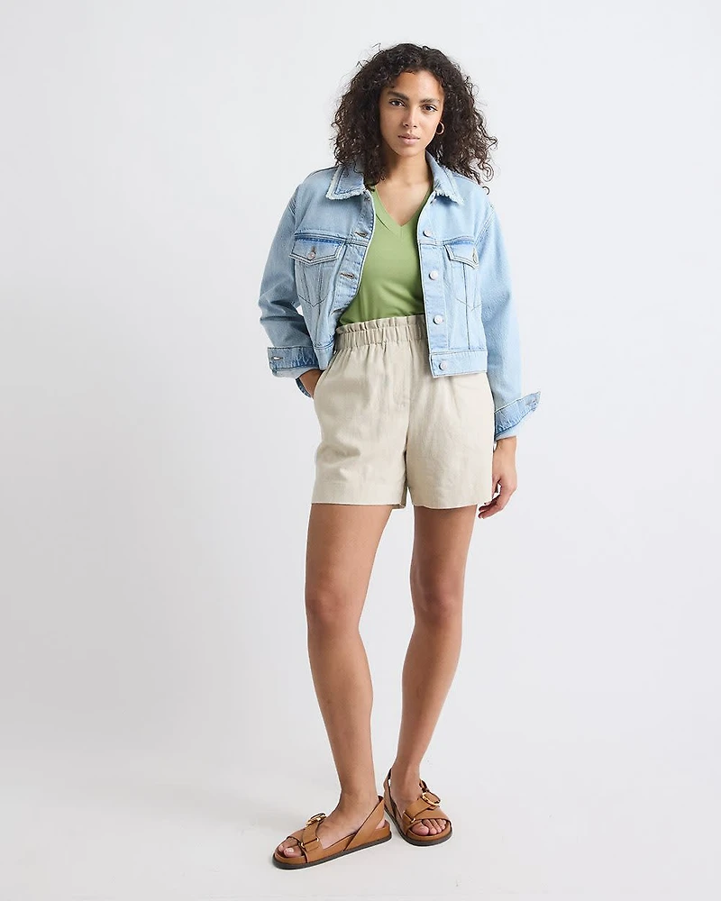 T-Shirt Classique à Manches Courtes et Col V