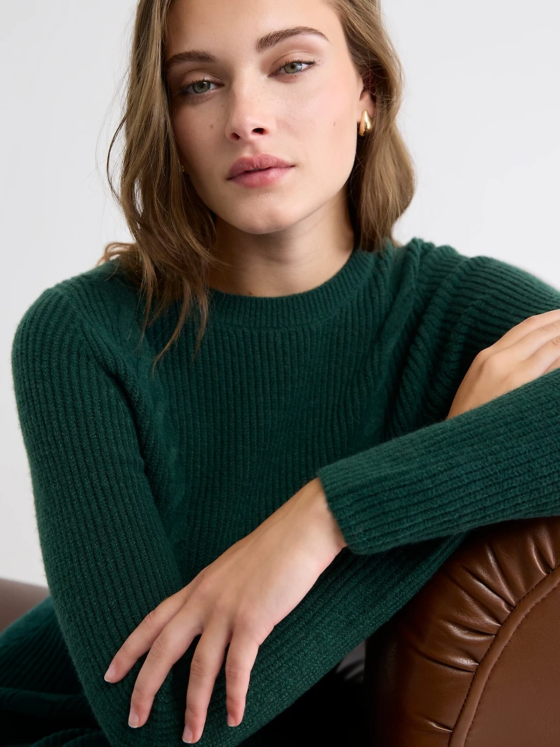 Long-Sleeve Crew-Neck Mini Sweater Dress