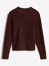 Long-Sleeve Crew-Neck Bow Sweater
