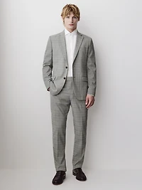 Slim-Fit Checkered Grey Suit Pant