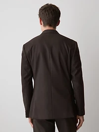 Veston en Sergé Brossé Brun Foncé à Coupe Étroite