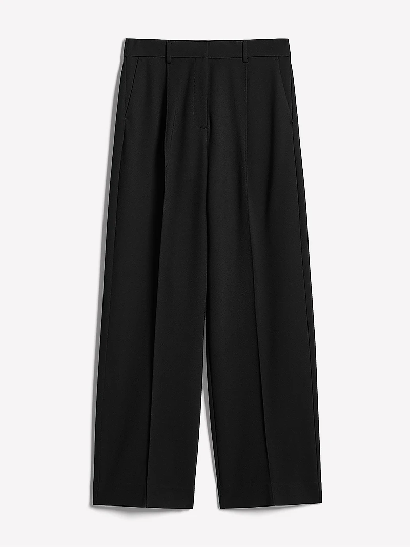 Black High-Rise Wide-Leg Knit Pant