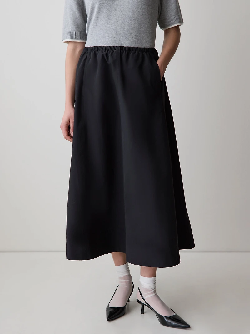 High-Rise A-Line Midi Skirt