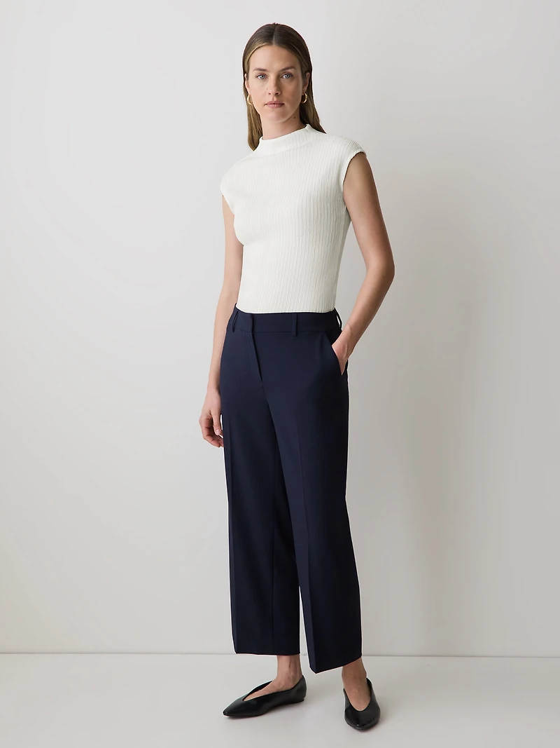 Mid-Rise Straight-Leg Cropped Pant