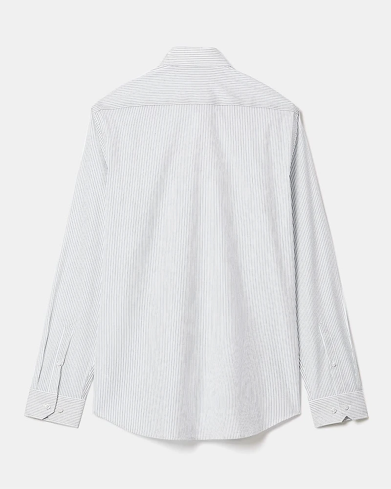 Chemise Habillée Blanche à Coupe Ajustée Rayures Bleues