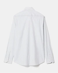 Chemise Habillée Blanche à Coupe Ajustée Rayures Bleues