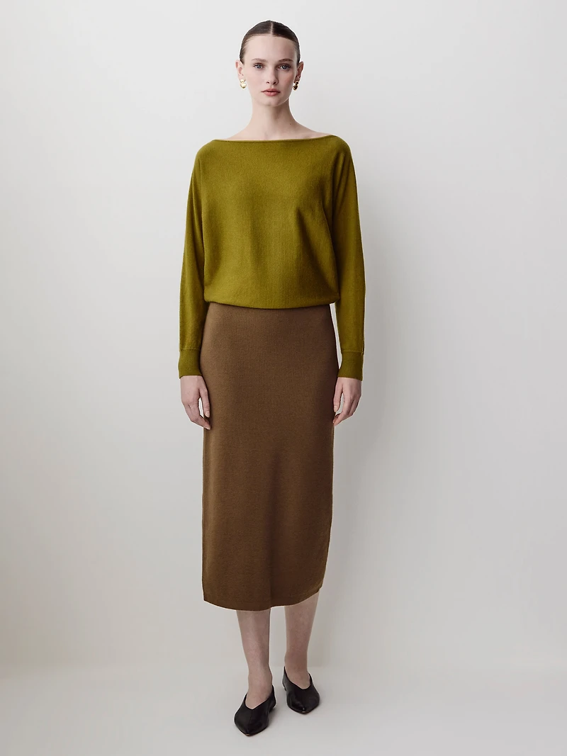 Long-Sleeve Off-the-Shoulder Merino-Wool Sweater