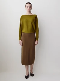 Long-Sleeve Off-the-Shoulder Merino-Wool Sweater