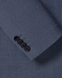 Veston de Complet Carreauté en Laine à Coupe Étroite