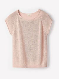 Cap-Sleeve Tape-Yarn Sweater