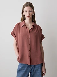 Short-Sleeve Buttoned-Down Blouse