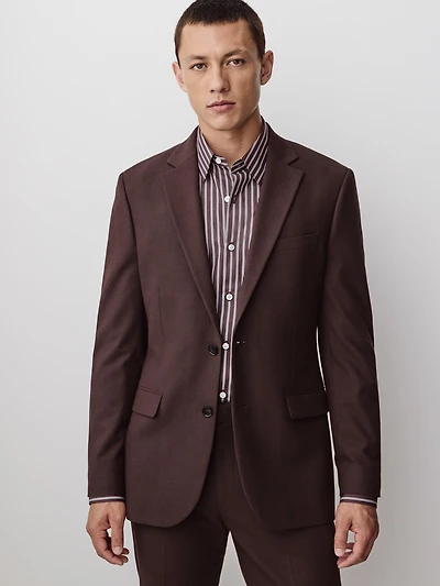 Slim-Fit Burgundy Suit Blazer