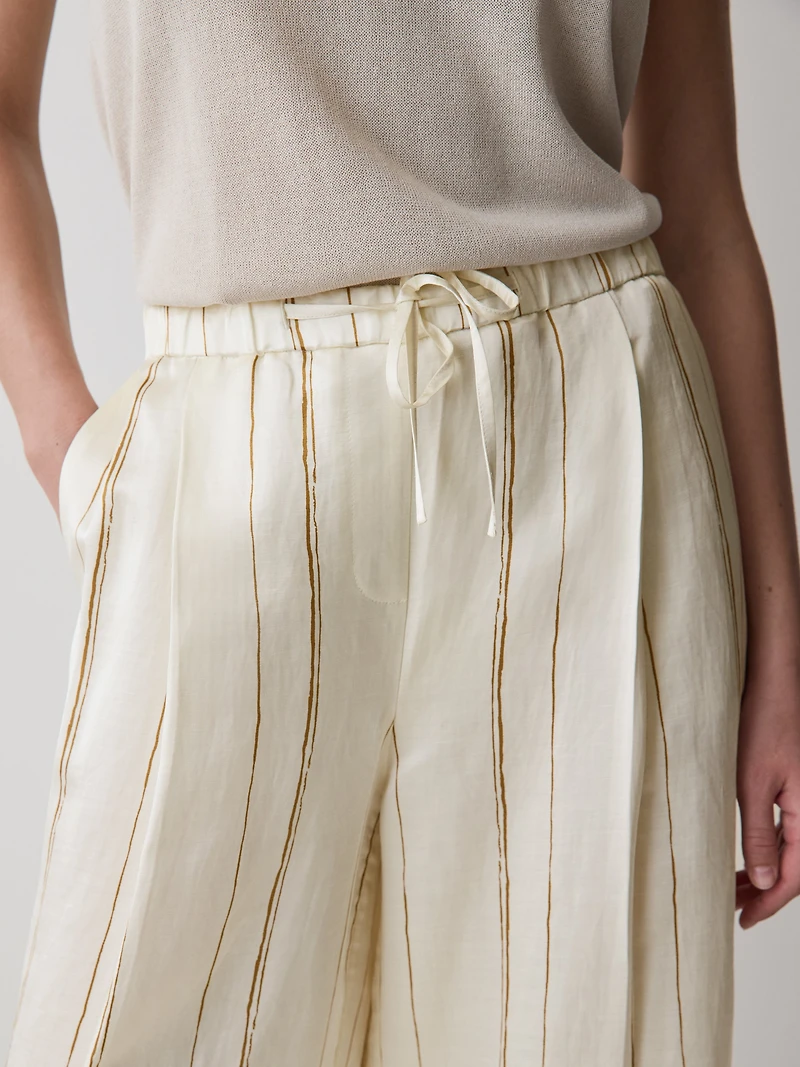 Pantalon à Jambe Large et Taille Mi-Haute Enfiler