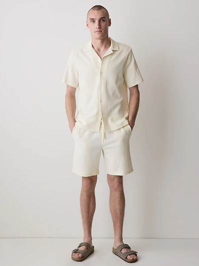 Ribbed Sweater Short with Elastic Waistband