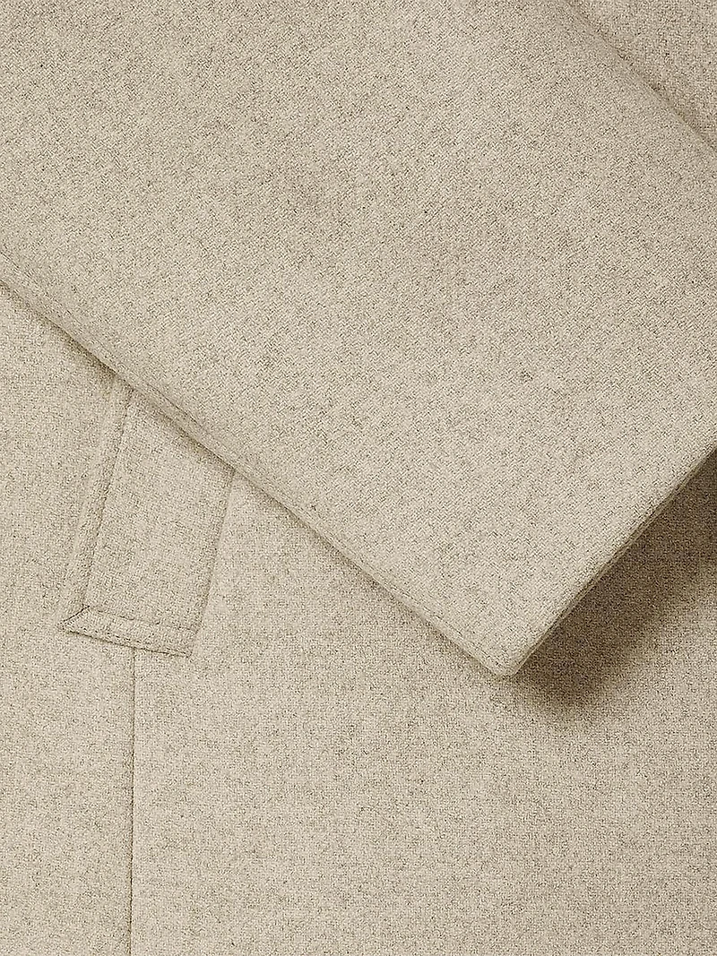 Manteau Classique en Laine Unie à Col Montant avec Plastron