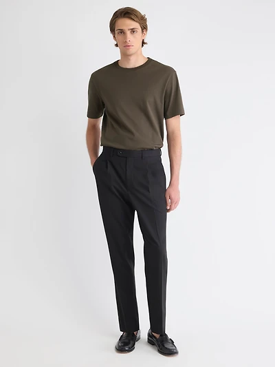 Wool-Blend Tapered-Leg Pleated Dress Pant