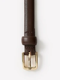 Ceinture Étroite en Cuir avec Boucle Carrée