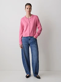 Cardigan en Laine à Manches Longues et Col Rond