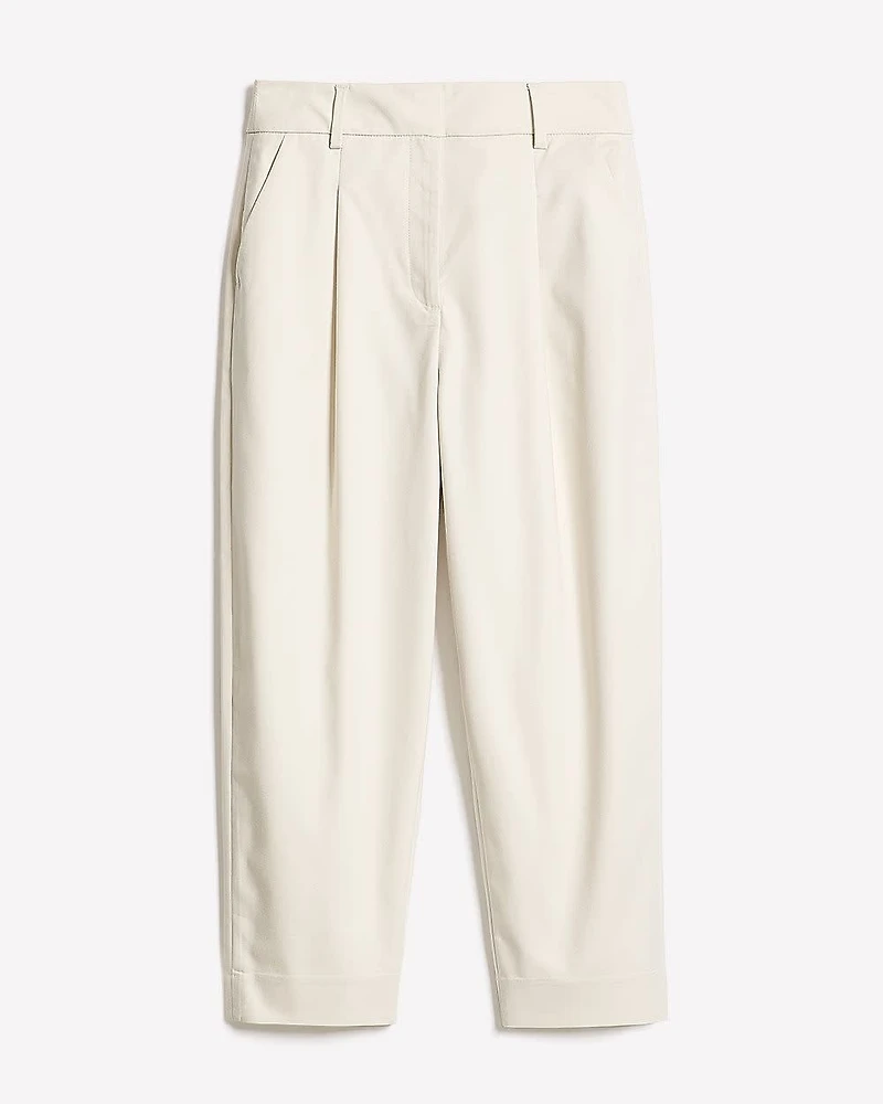 Twill High-Rise Barrel Ankle Pant