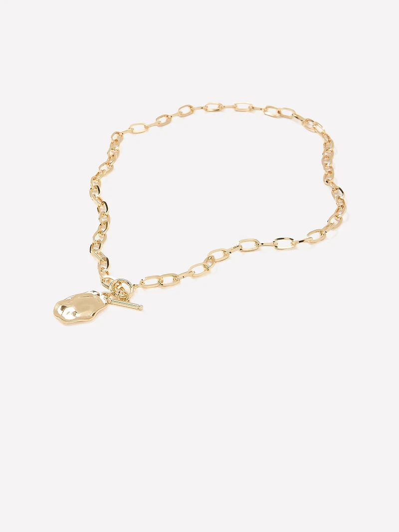 Stainless Steel Necklace with Organic Pendant