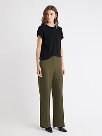 Pantalon en Sergé Épais à Taille Mi-Haute et Jambe Large