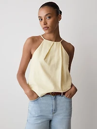 Sleeveless Halter-Neck Linen Blouse