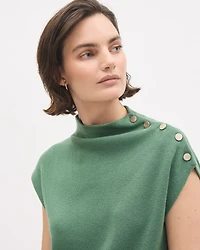 Pull Sans Manches à Col Montant avec Boutons l'Épaule