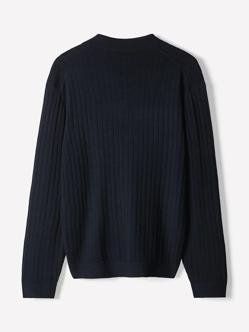 Long-Sleeve Sweater with Johnny Collar