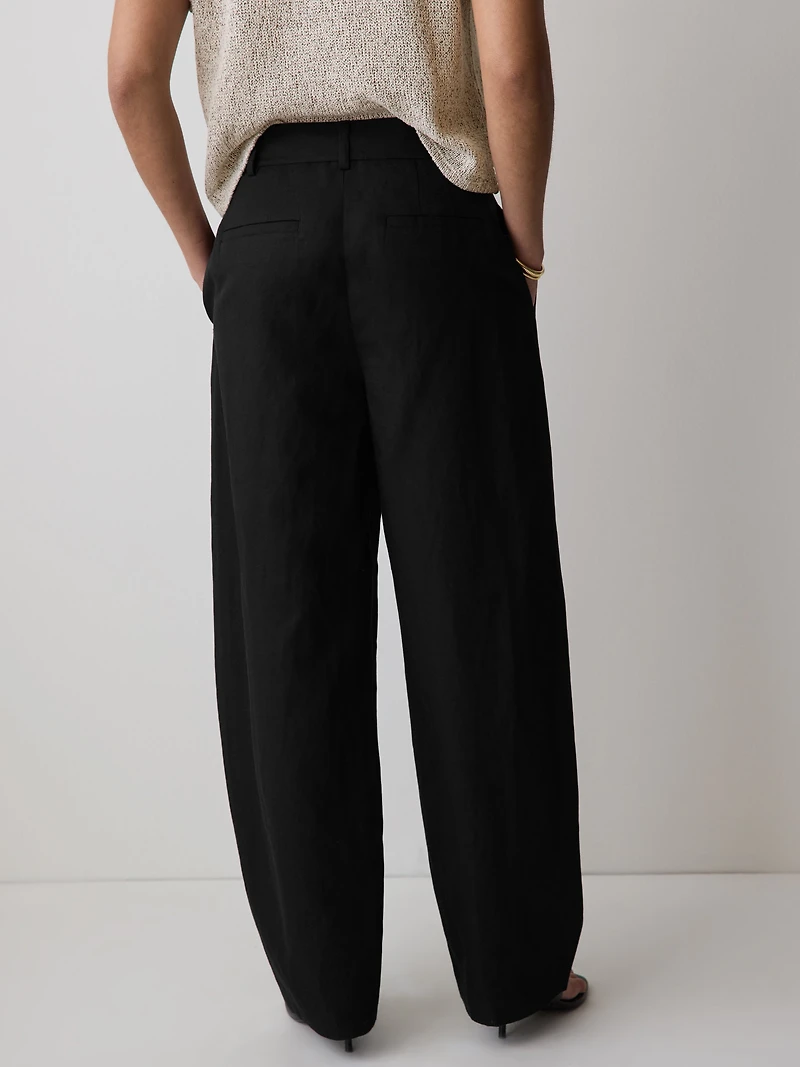 Twill High-Rise Barrel Pant