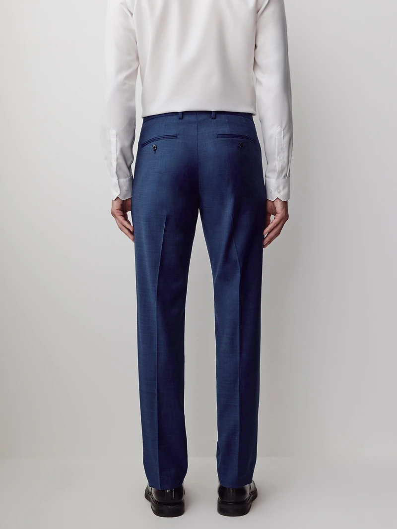 Pantalon de Complet Bleu en Laine à Coupe Étroite