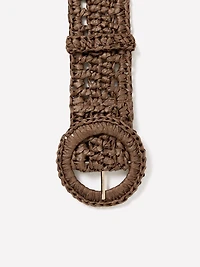 Ceinture en Raphia Non Extensible avec Boucle Ronde